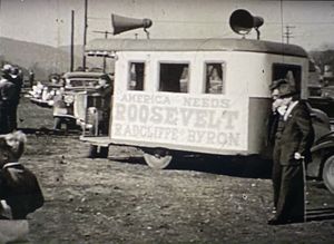 Sonny Cannon sound truck with Roosevelt campaign sign 1940.jpg