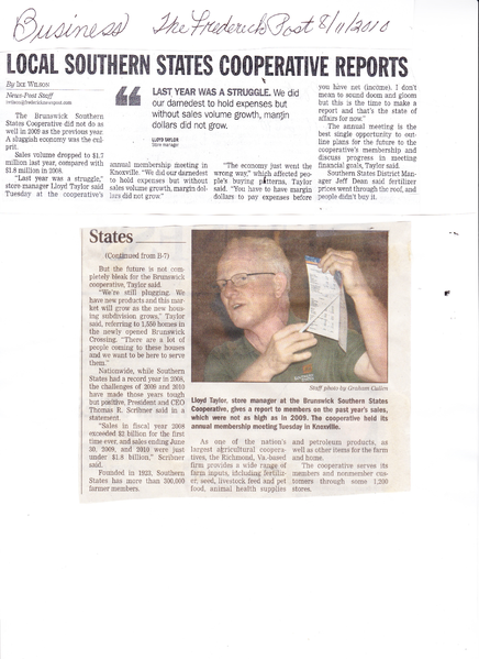 File:Brunswick CO-OP, Southern States Reports from The Frederick News Post, August 11, 2010.png