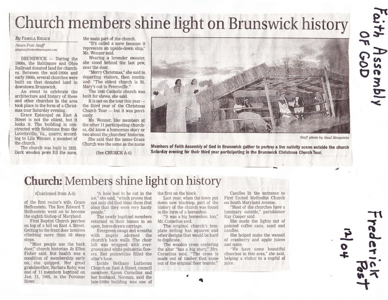 File:Faith Assembly of God, Christmas Tour from The Frederick News-Post,December 4, 2004.pdf