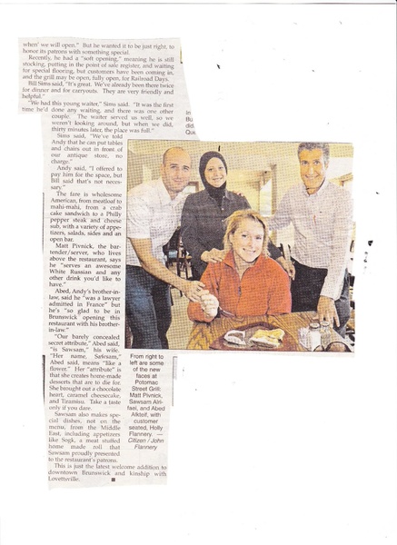 File:Potomac Street Grill Opens from The Brunswick Citizen, October 4, 2012 (2).pdf