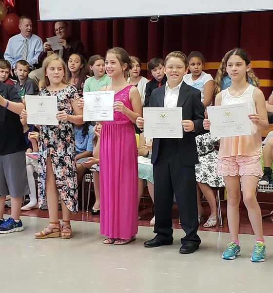 File:Students, Jenna Dick, Olivia Fruend, Jamison Gdowski and Sophia Hayes received the fifth grade gold presidential academic award.jpg