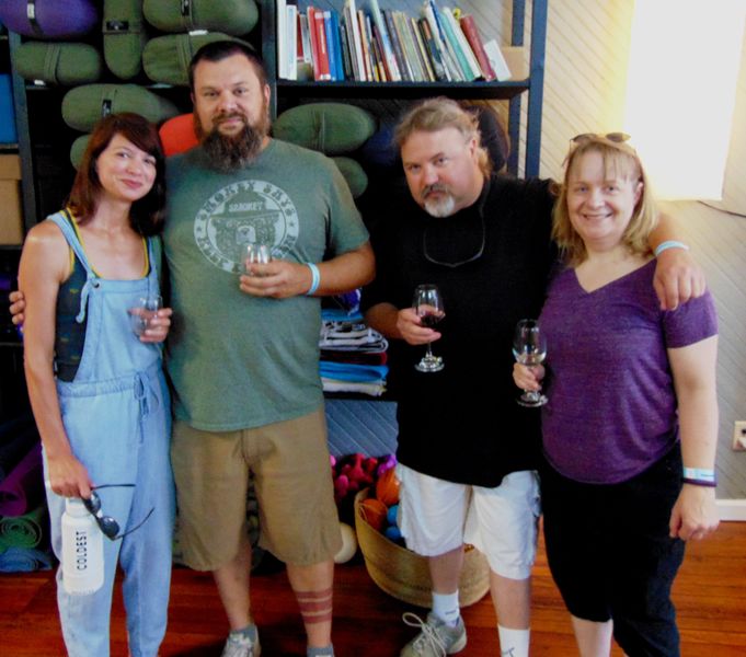 File:Main Street Wine & Chocolate Walk 2019 Lauralle and James Horrall of Brunswick with Joe Fagan of Brunswick and Carol Banta of Bethesda, September 7, 2019.jpg
