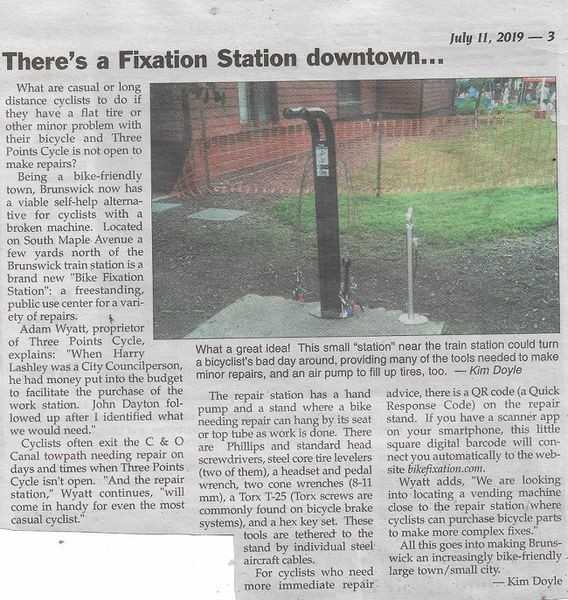 File:Bicycle Fix It Station located by the Train Station from The Brunswick Citizen, Vol 46, No 27, July 11, 2019.jpg