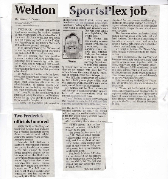 File:Rick Weldon, Sports Plex Job from The Frederick News Post.pdf