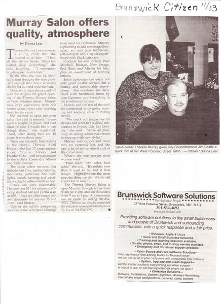 File:Theresa Murray Salon 25 West Potomac Street from the Brunswick Citizen, November 2003.jpg