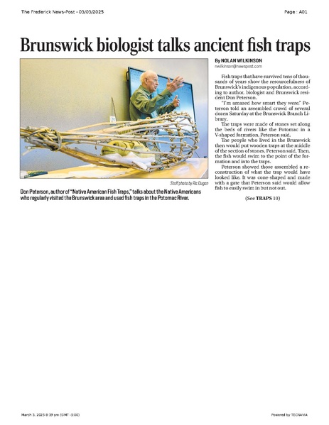 File:Brunswick biologist talks ancient fish traps, FrederickNewsPost, 2025.03.03.pdf