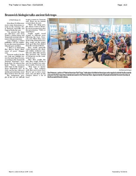 File:Brunswick biologist talks ancient fish traps, FrederickNewsPost, 2025.03.03.pdf