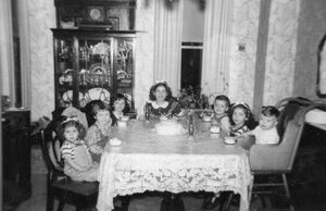 Hebb cousins celebrating Drina Hebb Johnson’s birthday in 1951.jpg