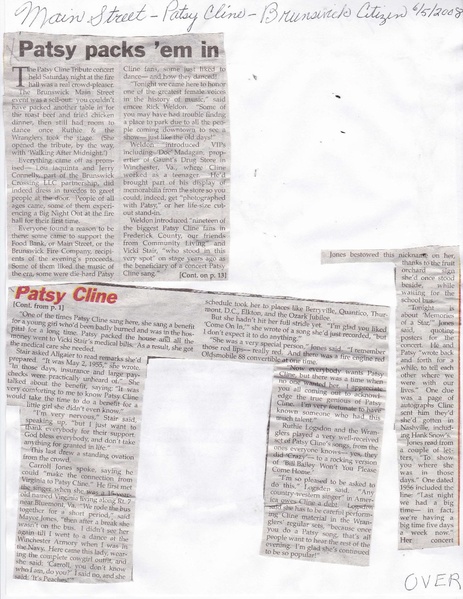 File:Patsy Cline Review 2008, Event well attended from The Brunswick Citizen, June 5, 2008.pdf
