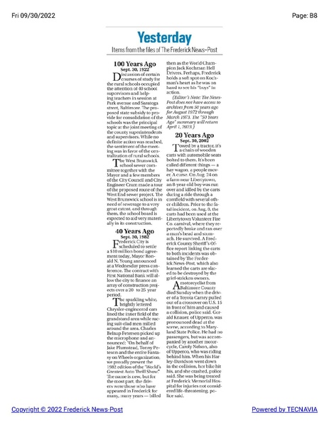 File:Sewer planned for West Brunswick School in 1922, The Frederick News-Post historical reprint, September 30, 1922.pdf