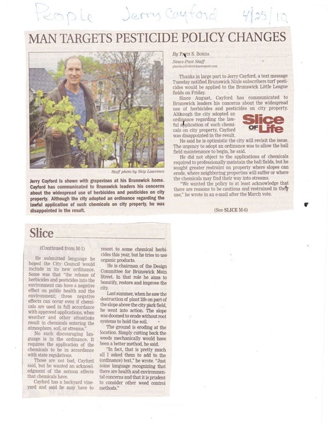 File:Jerry Cayford, herbisides from The Brunswick Citizen, April 25, 2010.pdf