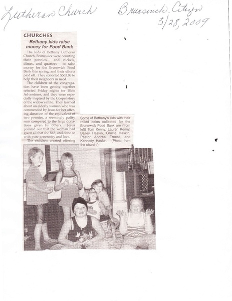 File:Bethany Lutheran, Food Bank Money from The Brunswick Citizen, March 28, 2009.pdf