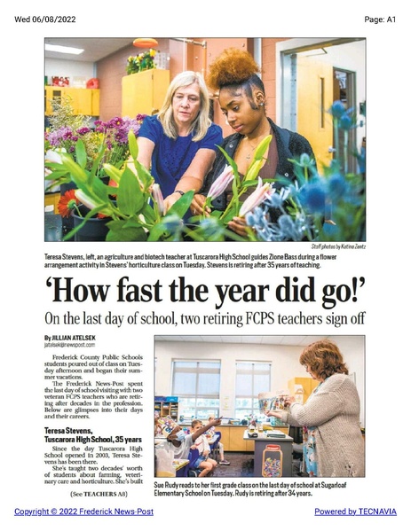 File:Former Brunswick High School teacher Teresa Stevens retires, The Frederick News-Post, June 8, 2022.pdf