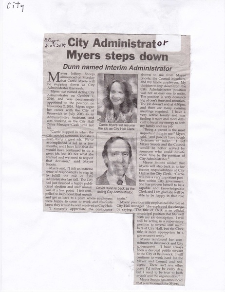File:City Administrator Carrie Myers Steps Down from The Brunswick Citizen, February 9, 2017 (1).pdf