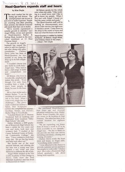 File:Head Quarters Barber and Styling Salon Expands Staff from The Brunswick Citizen, August 18, 2011.jpg