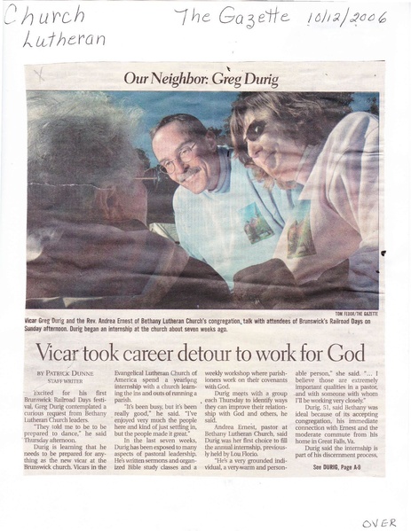 File:Bethany Lutheran, Greg Durig at Railroad Days, The Gazette, October 12, 2006.pdf