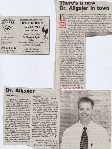 File:Brunswick Family Vision Center, Dr Steven Allgaier from The Brunswick Citizen, July 5, 2001.jpg