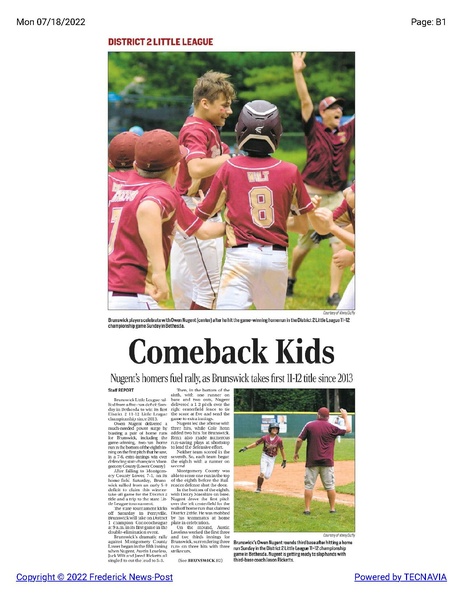 File:Baseball Little League team wins District 2 championship, The Frederick News-Post, July 18, 2022.pdf