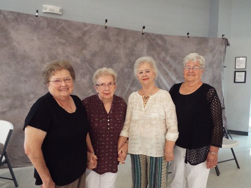 File:Class Reunion 1950 to 1959, (L to R) Betty Follin, Sharon Huffman, Rita Delauter, Doris Davie at Brunswick Fire Hall September 10, 2016.JPG