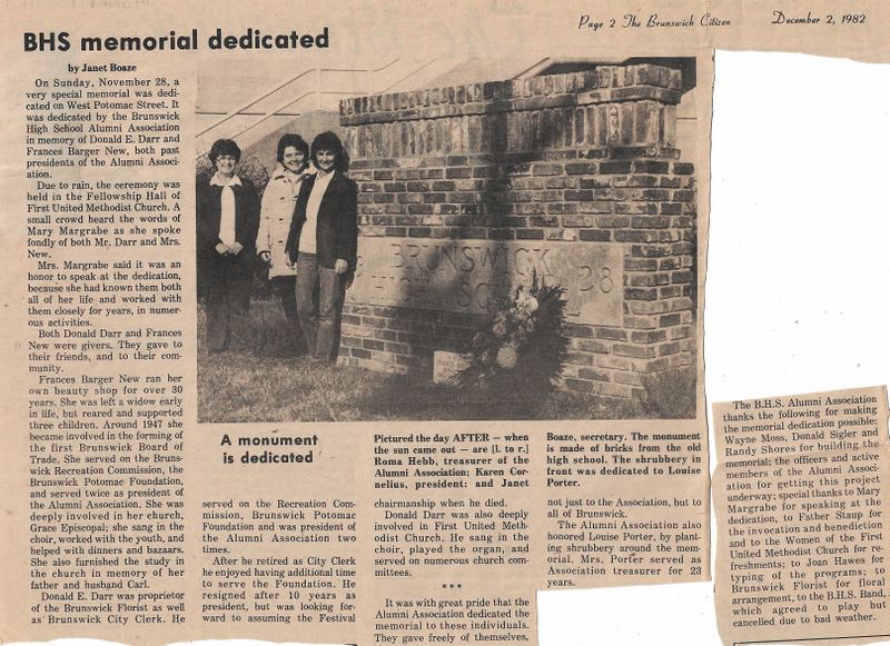 File:Brunswick High School Memorial at Pocket Park Dedication from The Brunswick Citizen, December 2, 1982.jpg