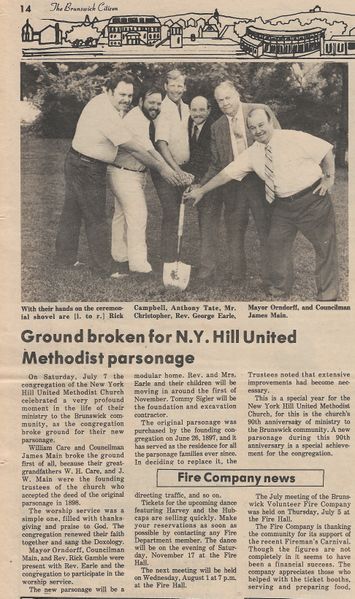 File:New York Hill Methodist Parsonage Ground Broken from The Brunswick Citizen, Vol 11, No 28, July 12, 1984.jpg