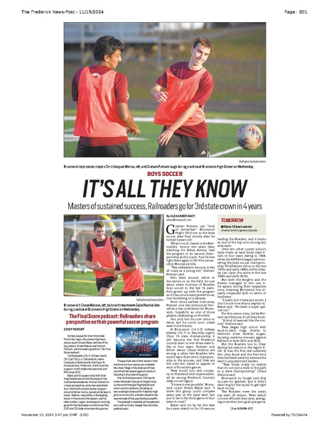 File:Masters of sustained success, Railroaders go for 3rd state crown in 4 years. FrederickNewsPost, 2024.11.15.pdf