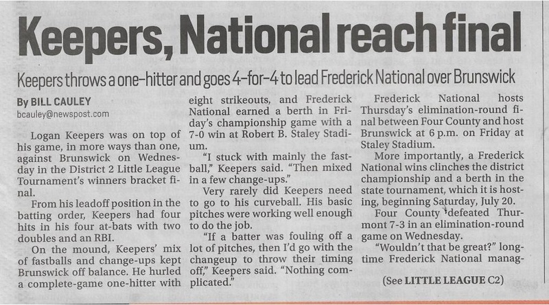 File:Little League 2019 District 2 Final from The Frederick News-Post, July 11, 2019.pdf