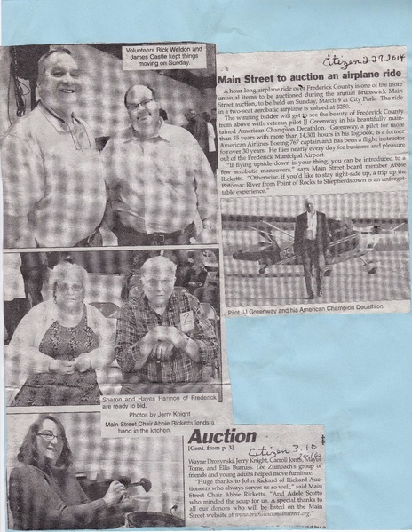 File:Main Street 2014, auction airplane ride from The Brunswick Citizen, February 27, 2014.pdf