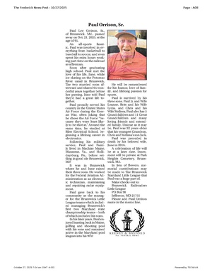 Paul Orrison, Sr., FrederickNewsPost, 2025.10.27.pdf