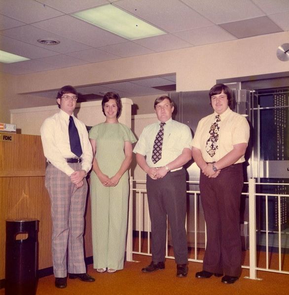 File:Farmers & Mechanics bank branch staff after it opened on the corner of Maple Avenue and Souder Road, 1970s.jpg