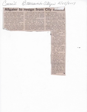 City Council Wayne Allgaier resigns from The Brunswick Citizen, February 5, 2009.pdf