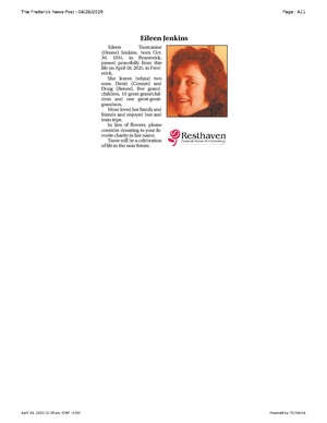 Eileen Jenkins, FrederickNewsPost, 2025.04 26.pdf