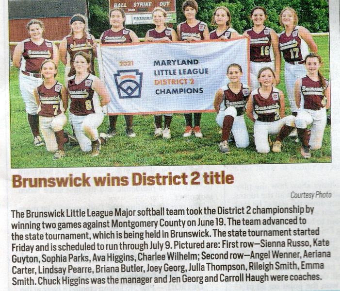 File:Little League 2021 Girls District 2 Championship from The Frederick News-Post, July 3, 2021.jpg
