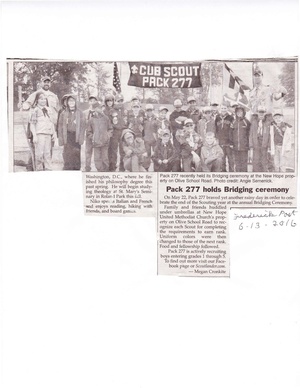 Cub Scout 277 Bridging Ceremony from the Frederick News Post, June 13, 2016.pdf