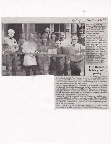 File:Five Dances Ribbon Cutting 2016 from The Brunswick Citizen, May 14, 2016.pdf