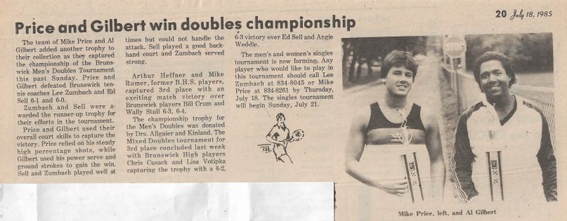 File:Tennis 1985 Price and Gilbert Win Doubles Championship from The Brunswick Citizen, Vol 12, No 29, July 18, 1985.jpg