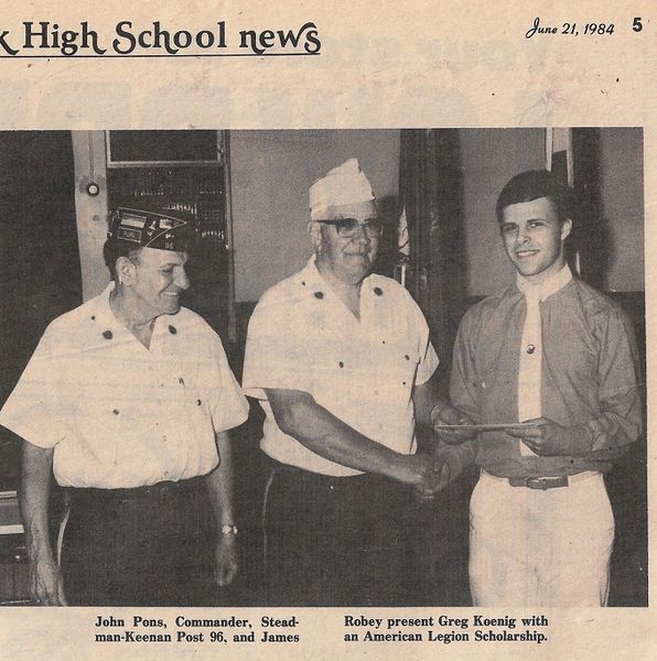 File:Amereican Legion 1984 Scholarship, Greg Koenig from The Brunswick Citizen, Vol 11, No 25, June 21, 1984.jpg