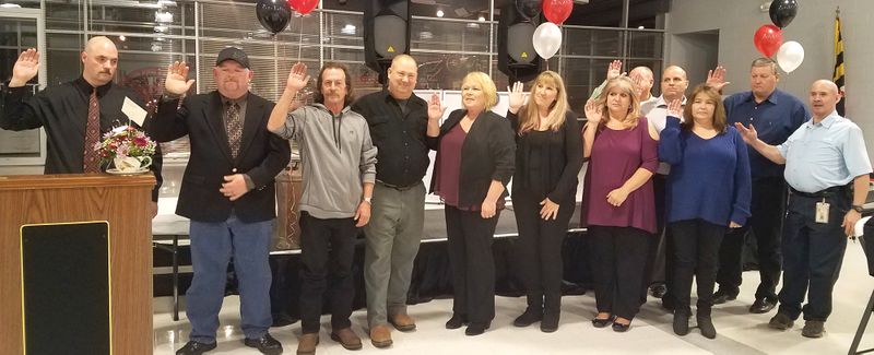 File:Fire Department 2018 Annual Banquet, the line and administrative officers for 2018 were sworn in.jpg
