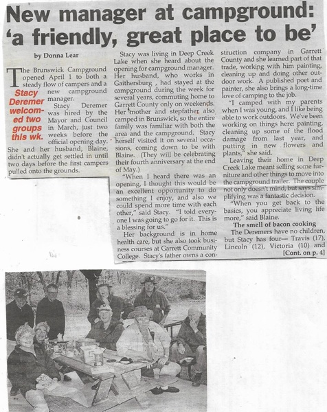 File:Campground Manager Stacy Deremer from The Brunswick Citizen April 29, 2004.pdf