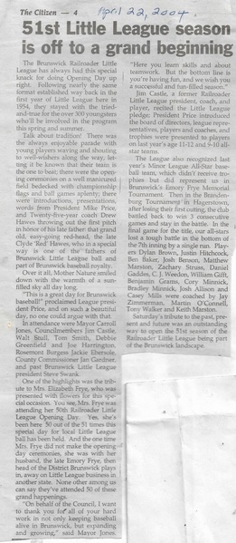 File:Little League 2004 Season 51 Begins from The Brunswick Citizen, April 22, 2004.pdf