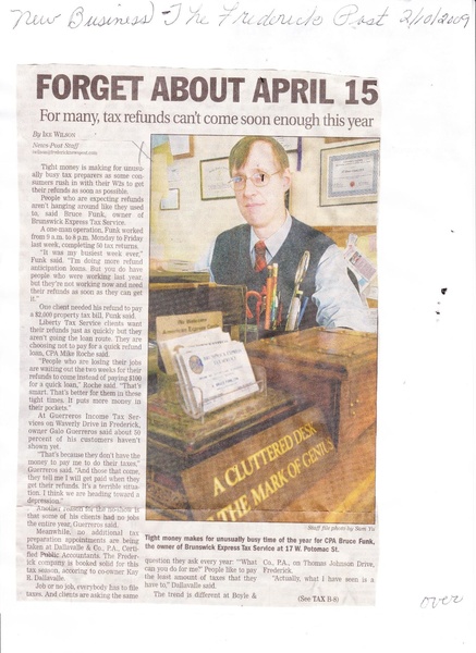 File:Express Tax Service, Bruce Funk, from The Frederick News Post, February 10, 2009.pdf