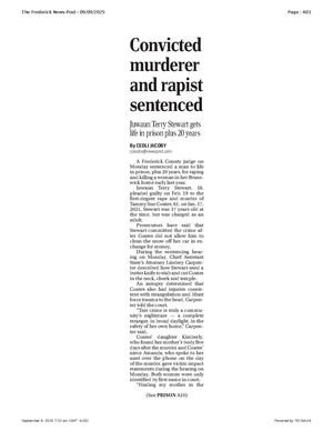 Convicted murderer and rapist sentenced, FrederickNewsPost, 2025.09.09.pdf