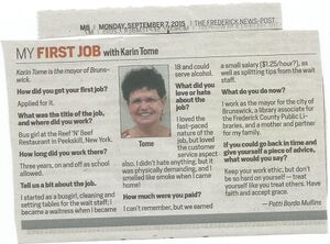 Mayor Karin Tome First Job.jpg