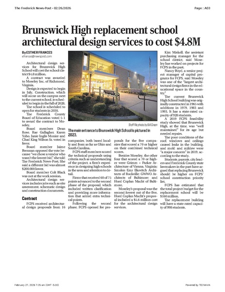 File:Brunswick High replacement school architectural design services to cost $4.8M, FrederickNewsPost, 2026.02.26.pdf