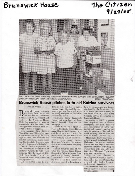 File:Dot Polan and Others at Brunswick House aid to Katrina from The Brunswick Citizen, September 25, 2005.pdf