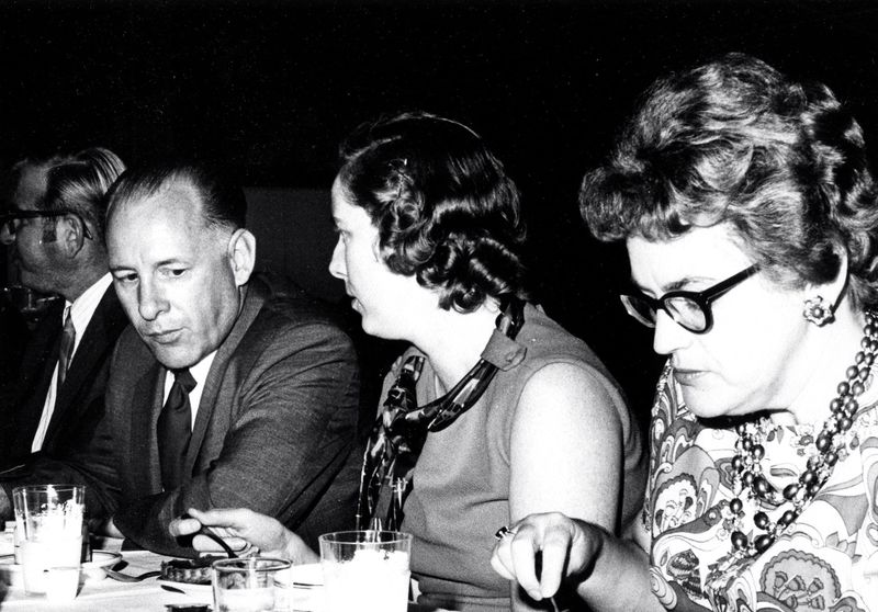 File:Community dinner at the old fire hall in the late 1960s - Bob and Ardeth Moler, Elaine Childs.jpg