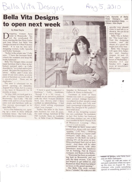 File:Bella Vita Designs Opens from The Brunswick Citizen, August 5, 2010.pdf