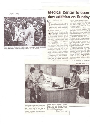 Medical Center 1978 to open New Addition from The Brunswick Citizen, November 9, 1978.pdf