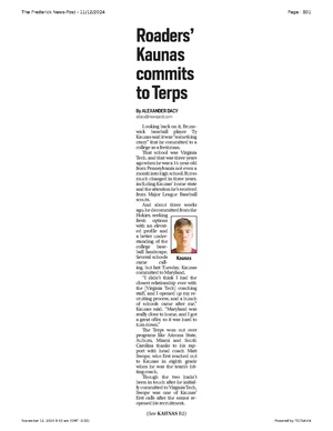 Roaders' Kaunis commits to Terps, FrederickNewsPost, 2024.11.12.pdf
