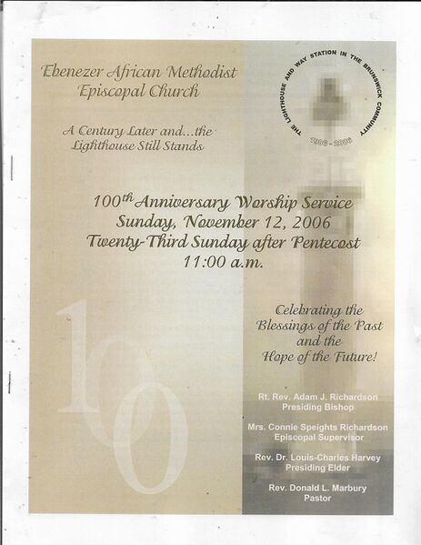 File:Ebenezer Affican Methodist Episcopal Church 100th Anniversary Worship Service Bulletin, November 12, 2006.jpg